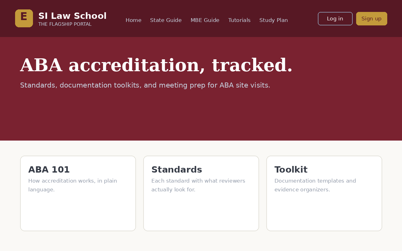 Screenshot of the ABA accreditation hub